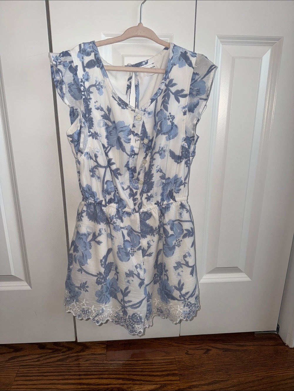 abercrombie kids White and Blue Floral Romper